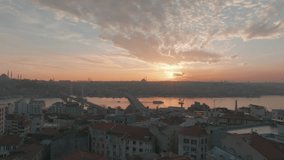 Aerial view of Golden Horn(Haliç) and Süleymaniye in Istanbul. 4K Video in Turkey
