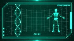 x-ray human body scanning monitor screen medial 3d shine animation skull head rotation , dna icon analysis background 4k , healthcare mind parameters human  - Powered by Shutterstock - Get 15% off with code: PIKWIZARD15