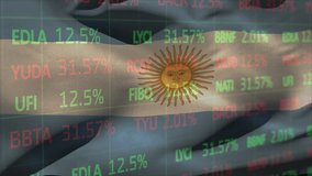 Animation of stock market data processing against waving argentina flag. Nation economy and business technology concept - Powered by Shutterstock - Get 15% off with code: PIKWIZARD15