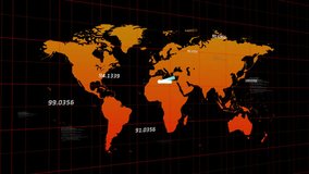 Animation of clock ticking, numbers and data processing over world map. Global business, finances, digital interface, computing and data processing concept digitally generated video. - Powered by Shutterstock - Get 15% off with code: PIKWIZARD15