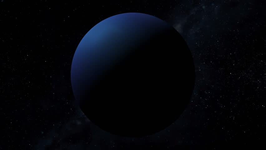 Neptune planet rotating on space or galaxy and stars milky way, Animation of Neptune planet seen from space, Asteroids Cloud and cosmos, Near Orbiting, stars milky way, galaxy in space,	