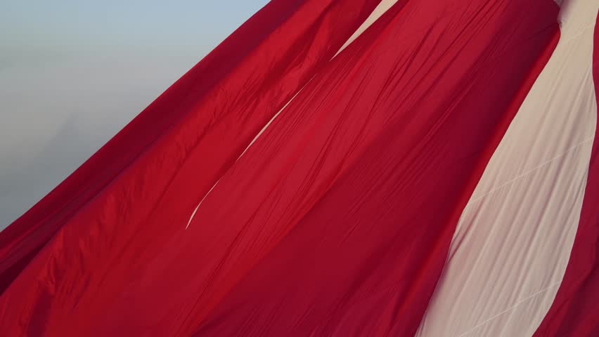Turkish Flag in the Foggy Morning Drone Video, Camlica Hill Uskudar, Istanbul Turkiye Royalty-Free Stock Footage #1101303293