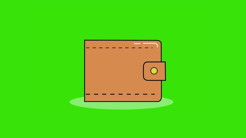 Wallet stacks money on green background. 4K Video motion graphic animation (Chroma key). Royalty-Free Stock Footage #1101304313