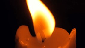 Blowing Out Burning Candle Wick Flame High Quality 4K Slow Motion Close-Up Macro Footage. Memorial Religious Romance Concept Dark Background. - Powered by Shutterstock - Get 15% off with code: PIKWIZARD15