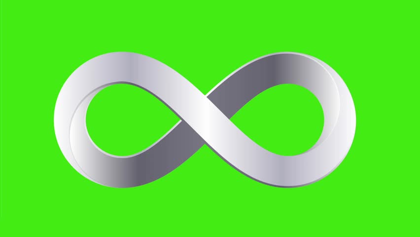 Silver Infinity symbol animation. Repetitions or unlimited cycling. Green screen. 4K Royalty-Free Stock Footage #1101316109