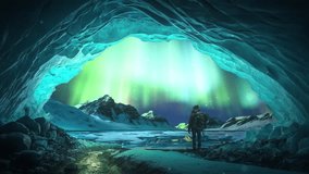 Person in the middle of ice cave with aurora, during stunnig winter evening,Iceland, texture of ice - Powered by Shutterstock - Get 15% off with code: PIKWIZARD15