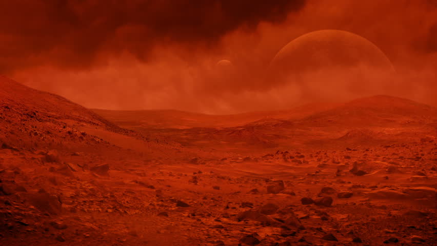 Red Alien Planet In Dust Storm Royalty-Free Stock Footage #1101316833