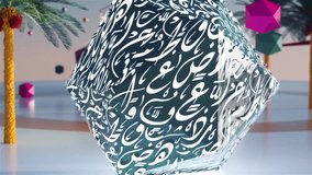 Eid Mubarak, Eid Al Adha, and Eid Al Fitr Happy holiday video animation Arabic text translation: Happy Islamic Eid Celebration