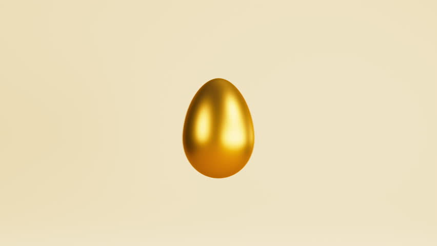 Gold painted egg shell peel and reveal white egg. Easter egg animation concept. 3d render Royalty-Free Stock Footage #1101319387