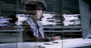 Woman, programming and coding at night on dashboard for computer software or application at office. female programmer working late on code or program for cybersecurity, UX or UI hologram at workplace - Powered by Shutterstock - Get 15% off with code: PIKWIZARD15