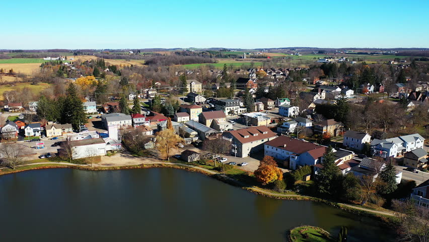 Aerial of Wellesley, Ontario, Canada 4K