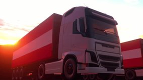 Cargo trucks with Austria flag. Trucks from Austria loading or unloading at warehouse dock - Powered by Shutterstock - Get 15% off with code: PIKWIZARD15