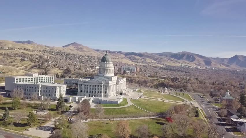 Aerial view of Utah State Capital, overlooking Salt Lake City, Utah.