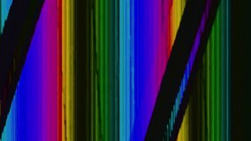 Color glitch analog distortion. Transition effect. Pink blue yellow green real VHS stripes noise flicker artifacts on dark black abstract background. - Powered by Shutterstock - Get 15% off with code: PIKWIZARD15