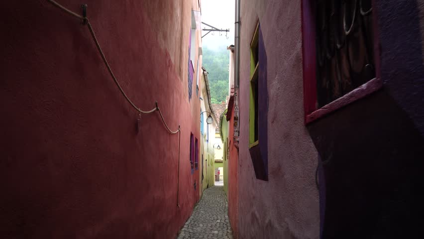one of the narrowest streets in Europe Rope Street Strada Sforii street in Brasov Romania
