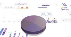 Animation of statistics and financial data processing over white background. Global business, finance, computing, data processing, digital interface and connections concept digitally generated video.