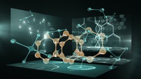 Animation of molecules link and scientific data processing on screens background. Global science, learning and data processing concept digitally generated video. - Powered by Shutterstock - Get 15% off with code: PIKWIZARD15