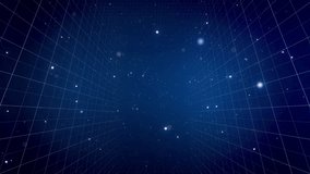 Perspective Grid. Abstract background shining blue particles dust with flare. Futuristic glittering in space on black background - Powered by Shutterstock - Get 15% off with code: PIKWIZARD15