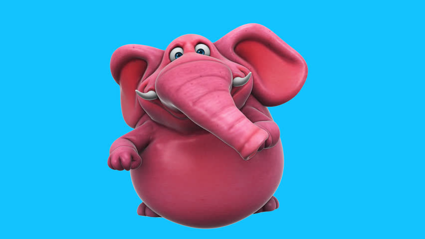 Fun 3D cartoon elephant dancing (with alpha channel included)