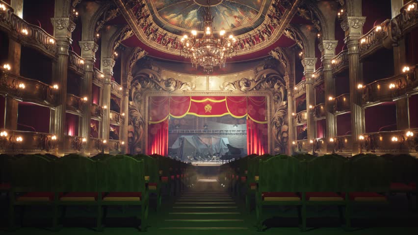 Opera House, Seats, Background, Lamps lit 3D Animation Rendering CGI 4K | Shutterstock HD Video #1101353383