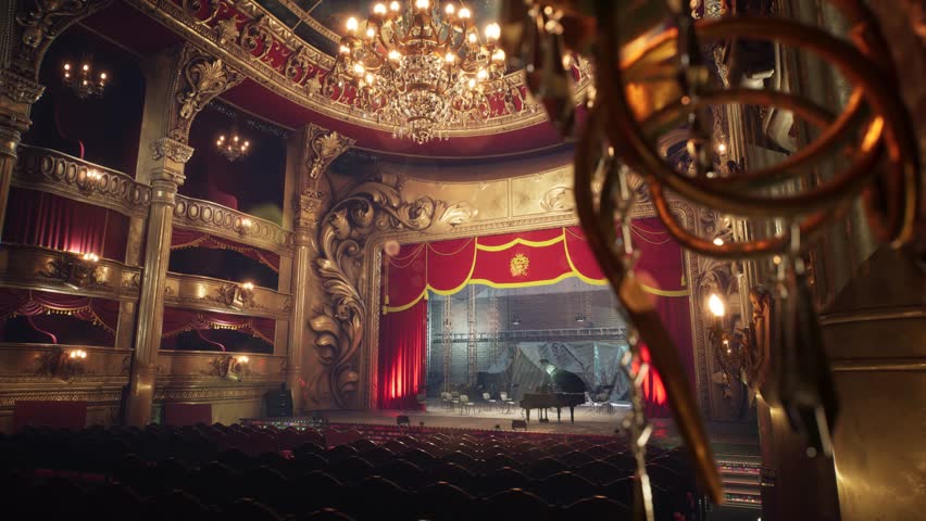 Opera House, Large Chandelier, Background 3D Animation Rendering CGI 4K | Shutterstock HD Video #1101353385