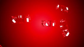 Loop red text of Weekend Sale word typing motion animation on red abstract background. 4K 3D for element for intro, title banner, overlay your footage.