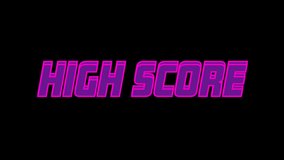 Animation of high score text on black background. Social media and digital interface concept digitally generated video. - Powered by Shutterstock - Get 15% off with code: PIKWIZARD15