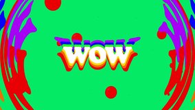 Animation of wow texts over red dots against green background. Digitally generated, hologram, illustration, astonishment, admiration, excitement and abstract concept. - Powered by Shutterstock - Get 15% off with code: PIKWIZARD15
