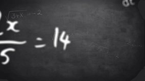 Animation of problems solutions and mathematical data processing over black background. Global education, science, computing and data processing concept digitally generated video. - Powered by Shutterstock - Get 15% off with code: PIKWIZARD15