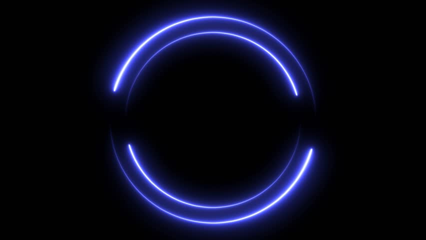 blue neon glowing circle frame background. repetitive motion animation. isolated on black. 4K graphic animation video Royalty-Free Stock Footage #1101361211