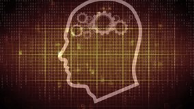 Animation of humand head with cogs over binary coding and cardiograph. Social media and digital interface concept digitally generated video. - Powered by Shutterstock - Get 15% off with code: PIKWIZARD15
