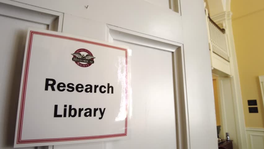 the sign on the room in the Historical Museum and Research library for the Ontario County Research society in Canandaigua New York