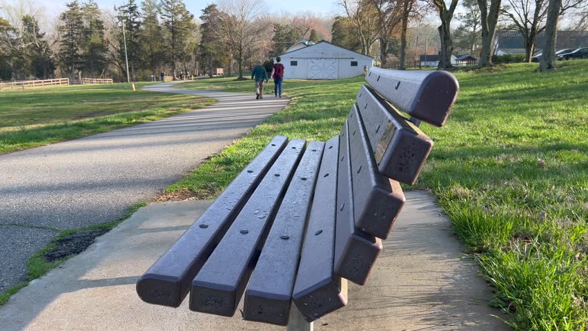 Tanglewood Park in Clemmons North Carolina near Winston Salem, Park Bench in spring