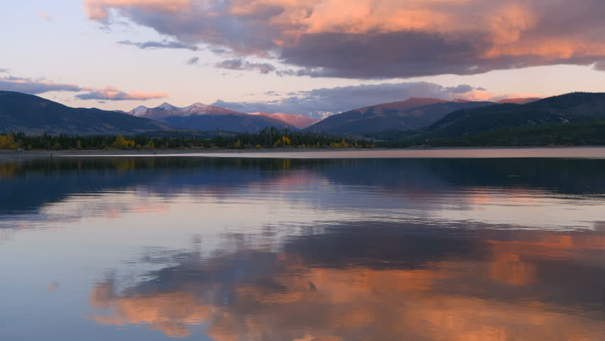 Sunset Autumn Mountain Lake - A colorful sunset at Dillon Reservoir on a tranquil Autumn evening, Summit County, Colorado, USA.