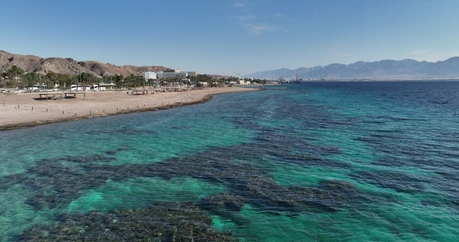 Aerial footage of Eilat Coral Beach Nature Reserve. Filmed in C4K Apple ProRes 422 HQ