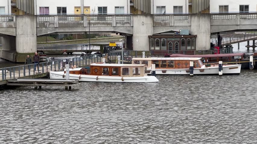 Landscape Amsterdam Netherlands. Buildings, Boats and water in Amsterdam Zeeburg. 