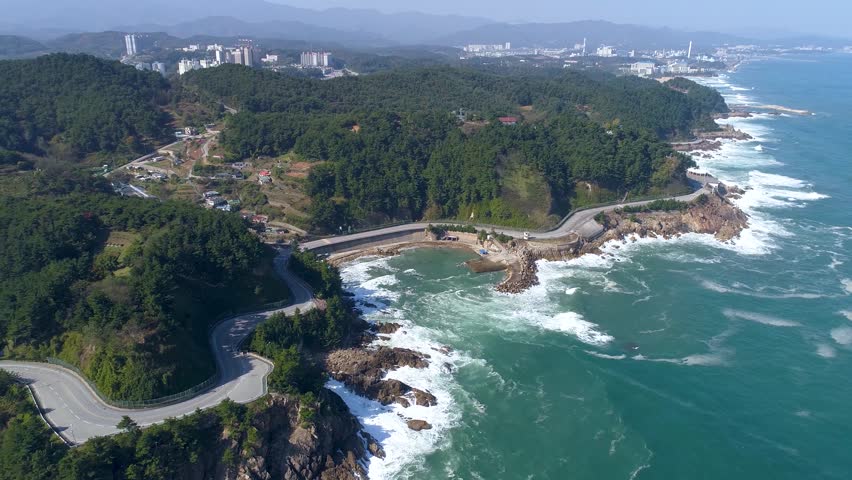 A winding road on the east coast of Samcheok city