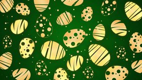 Golden Easter eggs with patterns on green background. Looped spring animation screensaver. - Powered by Shutterstock - Get 15% off with code: PIKWIZARD15