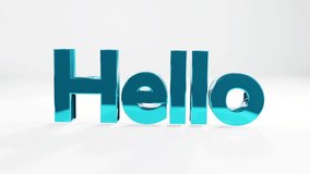 Hello glossy 3d text loopable animation background