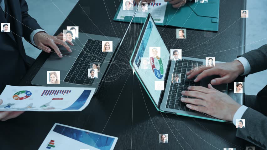 Group of people working in office and international communication network concept. Multinational people community. Human resources. | Shutterstock HD Video #1101400839