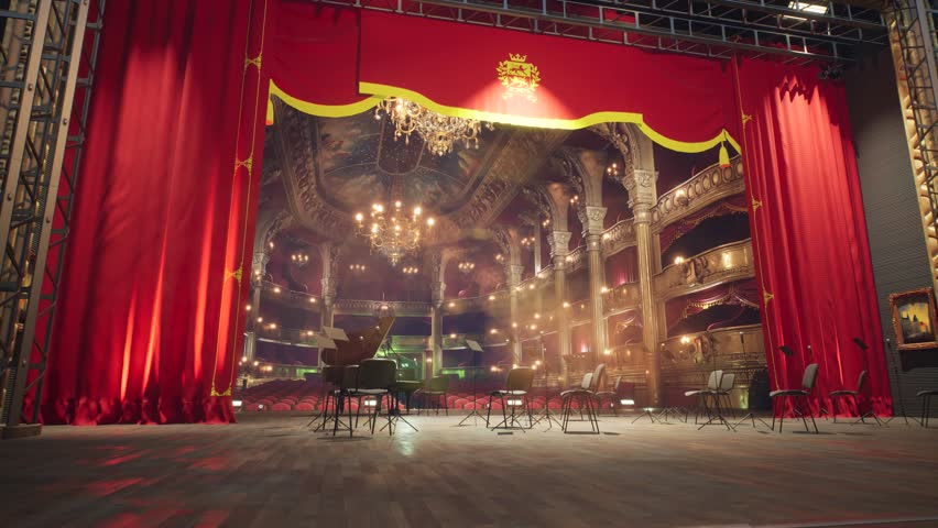 Opera House, Stage, Chairs for the Choir, Background 3D Animation Rendering CGI 4K | Shutterstock HD Video #1101407445