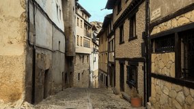 scenic streets of the medieval town of Frias, Burgos, Spain. High quality 4k footage