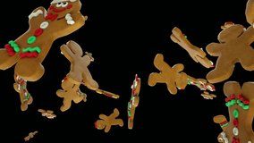 Christmas gingerbread cookies flying in slow motion, Alpha Channel - Powered by Shutterstock - Get 15% off with code: PIKWIZARD15