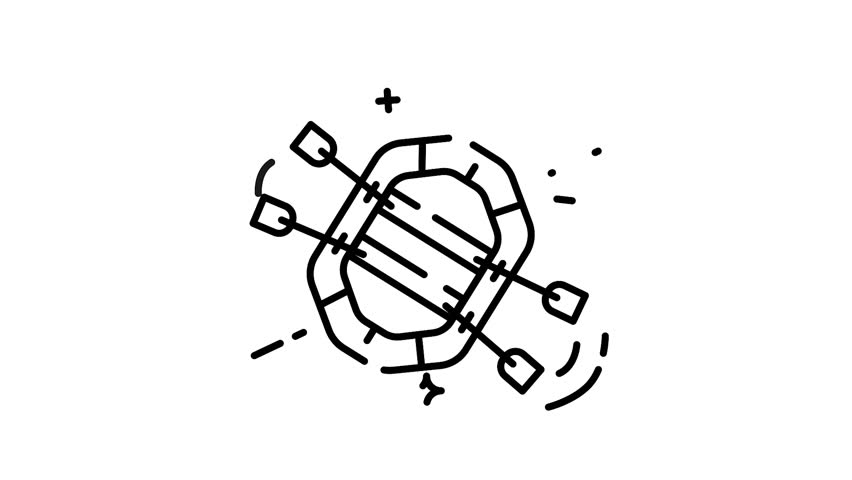 Rafting Outline Animated Icon. Hiking and Adventure Icon Concept Isolated on White Background. 4K Ultra HD Loop Video Motion Graphic Animation.