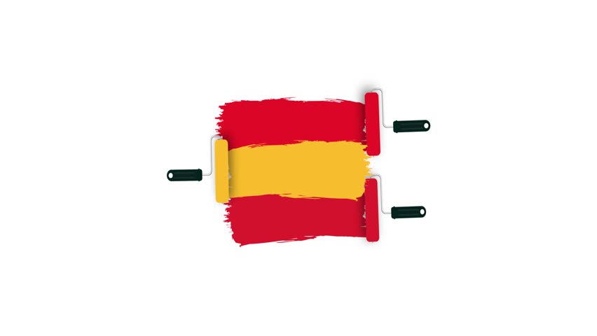 Spain national flag in grunge style. Roller brush with flag. 4k | Shutterstock HD Video #1101412319