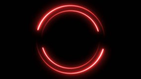 red neon glowing circle frame background. repetitive motion animation. isolated on black. 4K graphic animation video