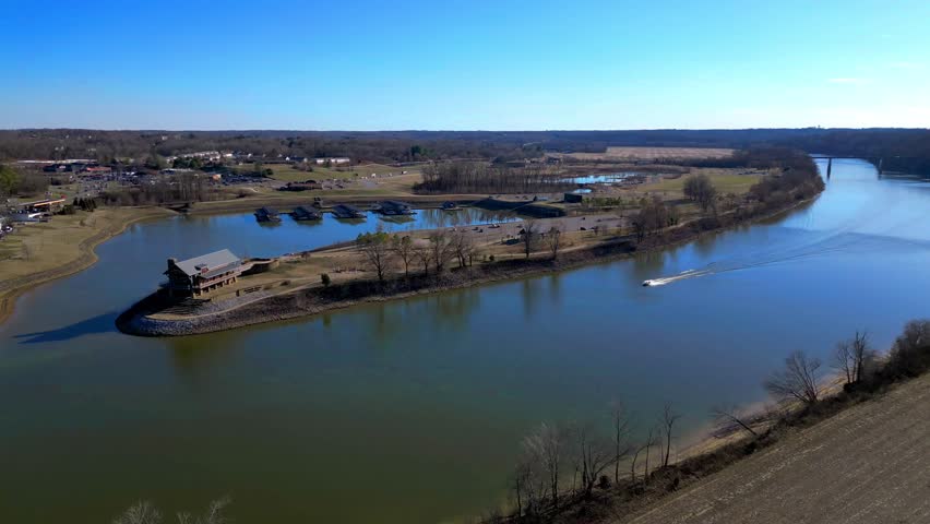 Flying toward a speedboat on the Cumberland River in Clarksville Tennessee