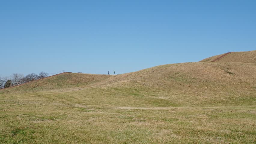 Sunny view of the Cahokia Mounds State Historic Site at Illinois