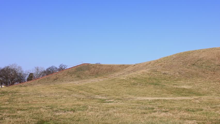 Sunny view of the Cahokia Mounds State Historic Site at Illinois