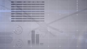 Animation of lens flare moving over infographic interface against clock in background. Digital composite, multiple exposure, report, business, global, time, database and technology concept. - Powered by Shutterstock - Get 15% off with code: PIKWIZARD15